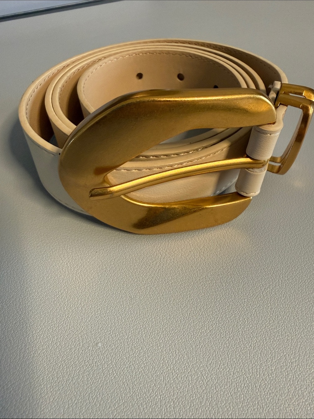 H&M  Ivory Belt with Gold Buckle